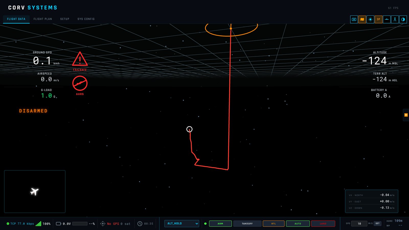 Relative mode: ROV with a DVL and no GPS, back up to 124 m after a dive to 150 m